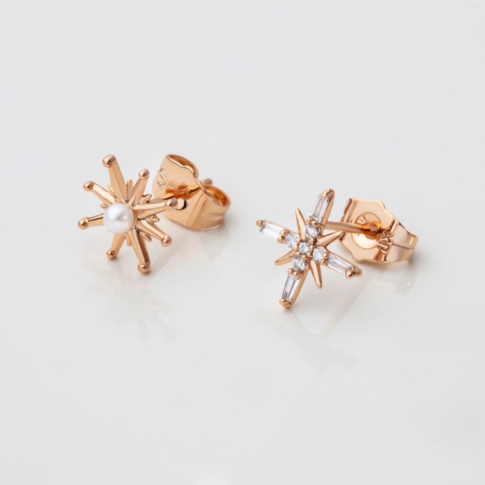 LAST ONE🔥 Star Stud Earrings 925 Sterling Silver Baguette